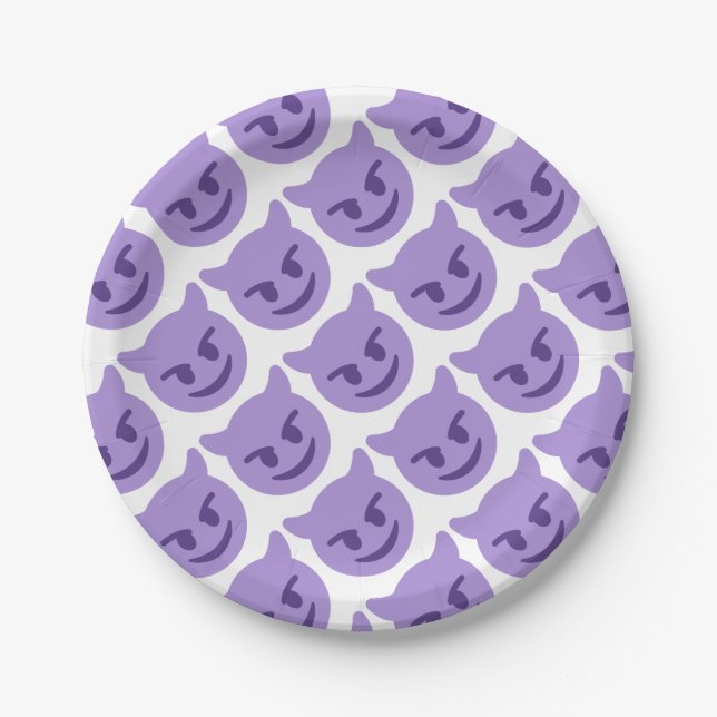 Assiettes En Carton Purple Devil Emoji (Devant)