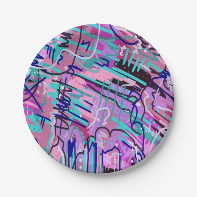 Assiettes En Carton Purple Dream Expressive Impression Abstraite (Devant)