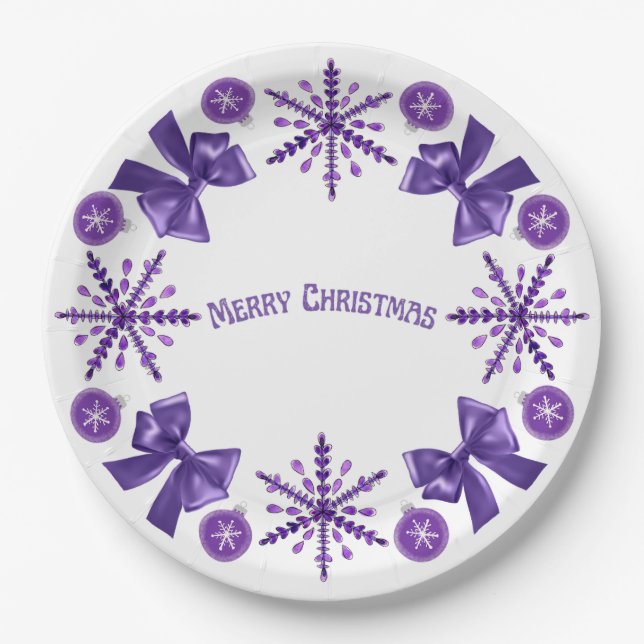 Assiettes En Carton Purple Elegance Christmas Paper Plate (Devant)