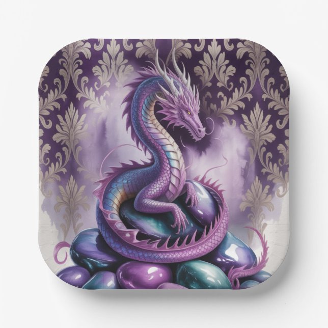 Assiettes En Carton Purple Gothic Dragon Birthday Party (Recto)