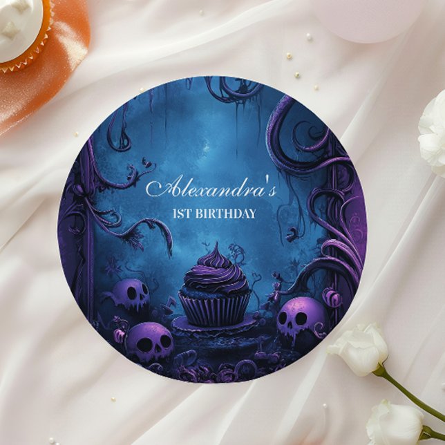 Assiettes En Carton Purple gothique Éffrayant UN Anniversaire (Créateur téléchargé)