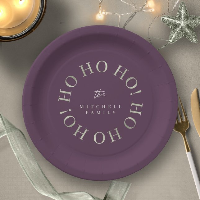Assiettes En Carton Purple Green Christmas Ho Ho Ho ID1009 (Créateur téléchargé)