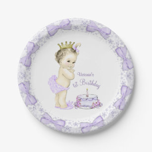 Assiettes En Carton Purple Lavender Princess 1er anniversaire