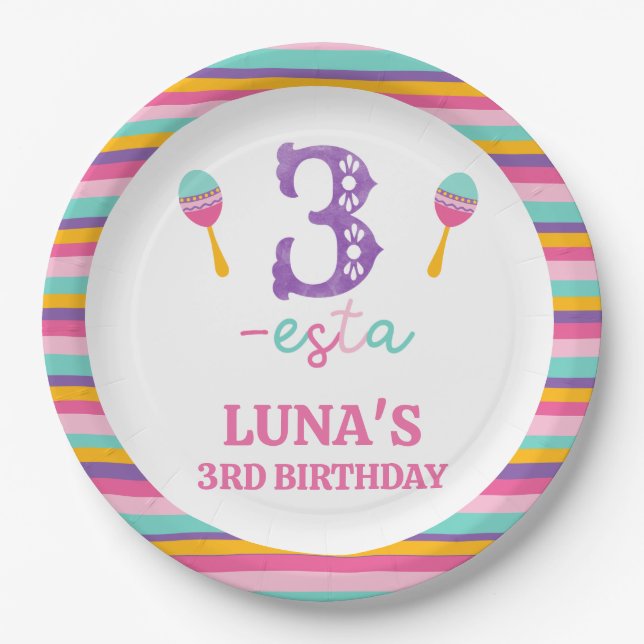 Assiettes En Carton Purple nombre Trois-esta 3ème Anniversaire Plaque  (Devant)
