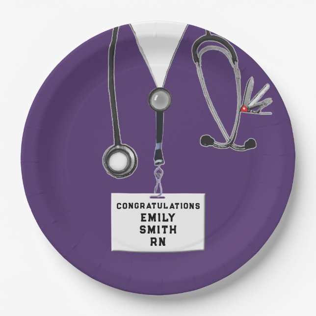 Assiettes En Carton Purple Nurse Graduation Party (Devant)