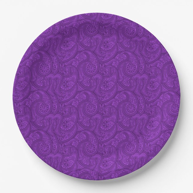 Assiettes En Carton Purple Paisley (Devant)