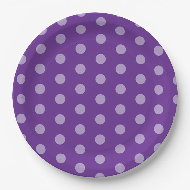Assiettes En Carton Purple Polka Dots  (Devant)