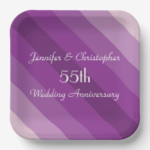 Assiettes En Carton Purple Striped Plates, 55th Wedding Anniversary