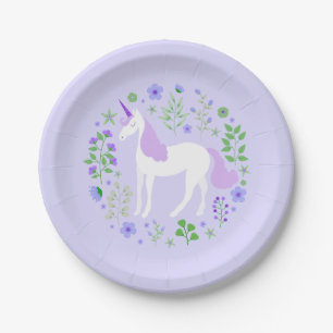 Assiettes En Carton Purple Unicorn Faux Purple Parties scintillant