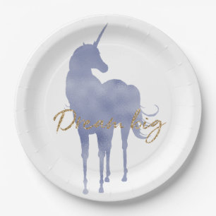 Assiettes En Carton Purple Unicorn Gold Parties scintillant Dream Big 