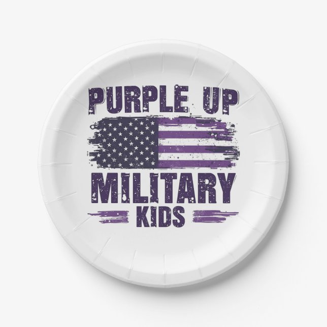 Assiettes En Carton Purple Up Militaire Enfants Mois de sensibilisatio (Devant)