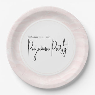 Assiettes En Carton Pyjama Party Abstrait Motif Rose Pâle Chic