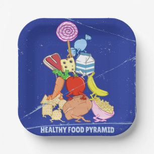 Assiettes En Carton Pyramide alimentaire saine dessin humoristique