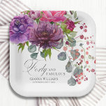 Assiettes En Carton Quarante et fabuleux Elégant Floral 40e anniversai<br><div class="desc">Quarante et fabuleux Elégant Floral 40th Birthday Party Paper Plates dispose d'un bouquet de fleurs à l'aquarelle élégant en rose, violet et bordeaux avec la verdure. Ajoutez simplement votre texte personnalisé pour votre fête du quarantième anniversaire. Personnalisé en modifiant le texte dans les zones de texte fournies. Conçu par ©Evco...</div>