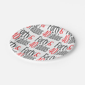 Assiettes En Carton Quarante et fabuleux en rouge et noir
