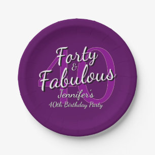 Assiettes En Carton Quarante et fabuleux rose pourpre 40e anniversaire