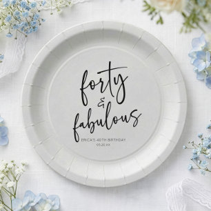 Assiettes En Carton Quarante & Fabuleux Minimal 40e Anniversaire