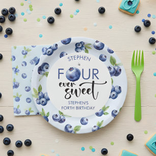 Assiettes En Carton Quatre anniversaire de enfant de bleuets toujours
