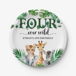 Assiettes En Carton Quatre Forever Wild Jungle Zoo Safari Enfants Anni
