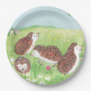 Assiettes En Carton Quatre petits hérissons dans le pré