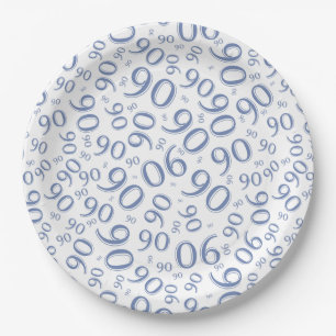 Assiettes En Carton quatre-vingt-dixième Bleu et blanc de motif de