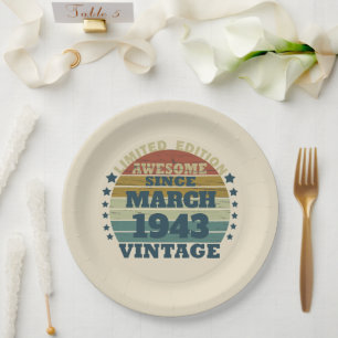 Assiettes En Carton Quatre-vingts ans vintages personnalisés 80e anniv