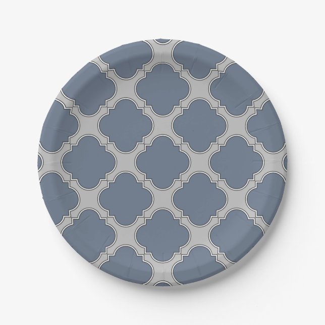 Assiettes En Carton Quatrefoil gris bleu (Devant)
