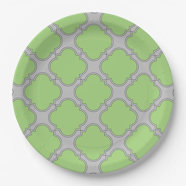 Assiettes En Carton Quatrefoil vert (Devant)