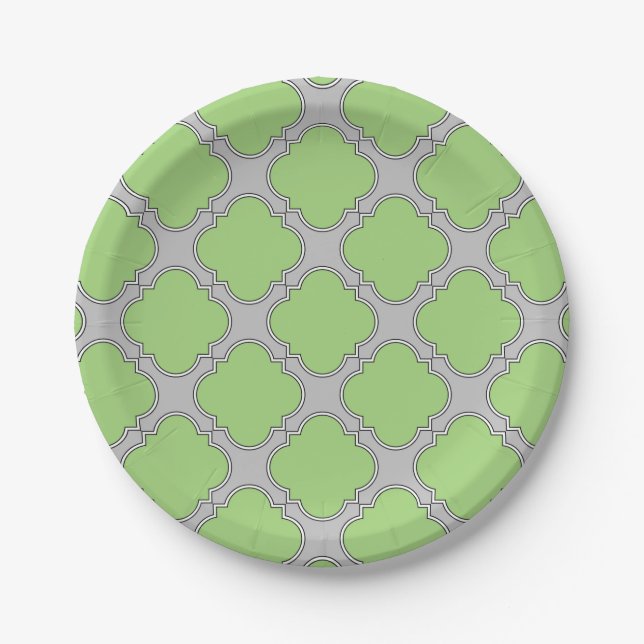 Assiettes En Carton Quatrefoil vert (Devant)