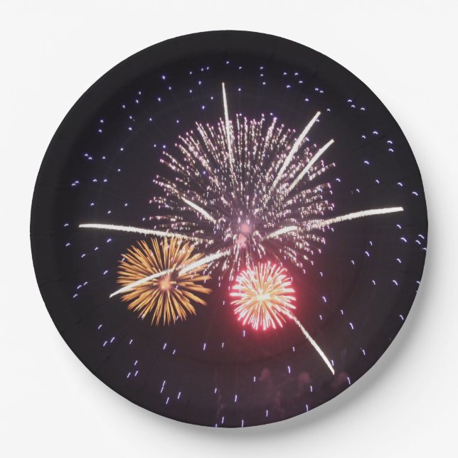 Assiettes En Carton Quatrième des plaques à papier de feux d'artifice (Devant)