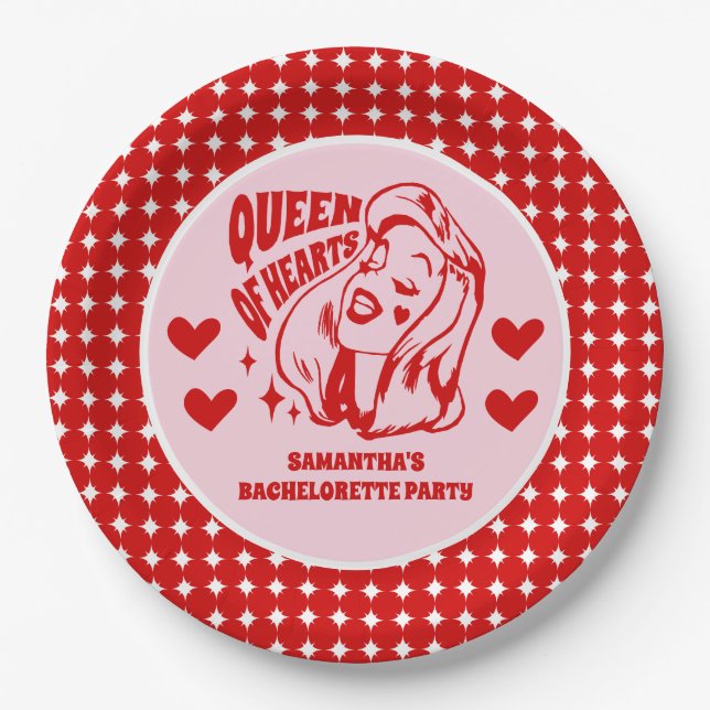 Assiettes En Carton Queen of Hearts Bachelorette Party (Devant)