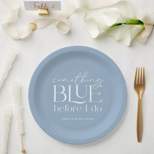 Assiettes En Carton Quelque chose de bleu avant de faire Fête des mari (Mariage)