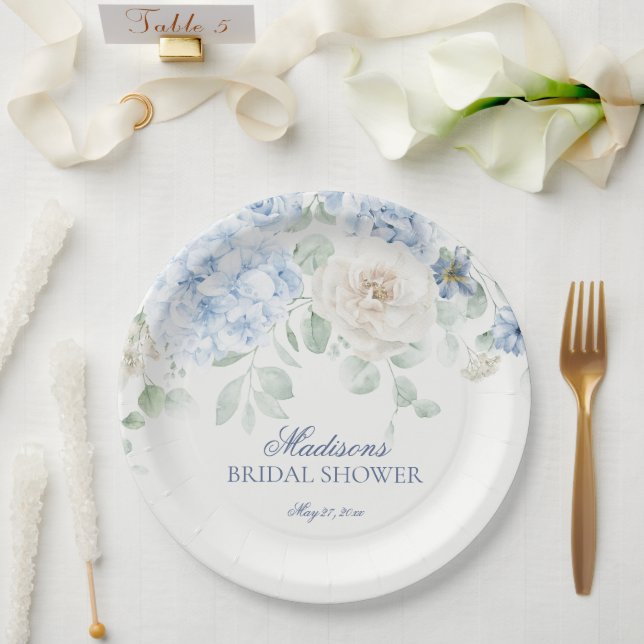Assiettes En Carton Quelque chose de bleu floral hydrangea Baby Shower (Mariage)