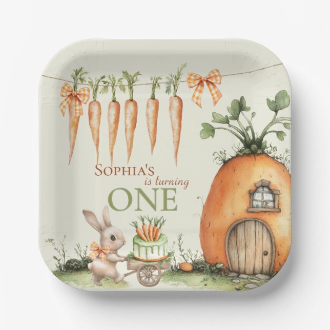 Assiettes En Carton Quelques carottes de lapin 1er aquarelle d'anniver (Recto)