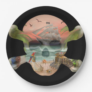 ASSIETTES EN CARTON QUÊTE AU TRÉSOR DES PIRATES