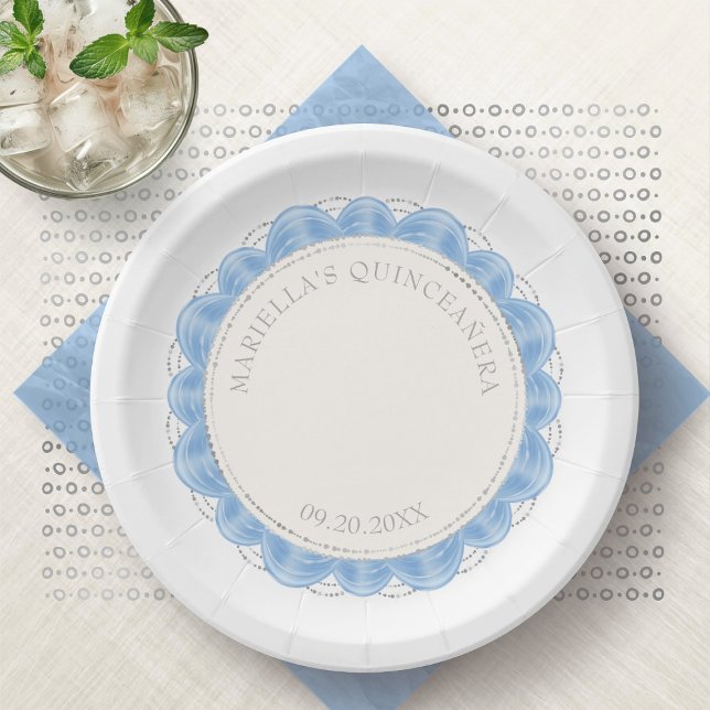 Assiettes En Carton Quinceanera bleu clair (Créateur téléchargé)