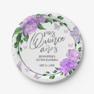 Assiettes En Carton Quinceanera Butterflys Lavender Gown
