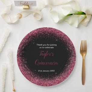 Assiettes En Carton Quinceanera Plum Purple Faux Parties scintillant