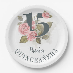 Assiettes En Carton Quinceanera Rustique 15e anniversaire Floral