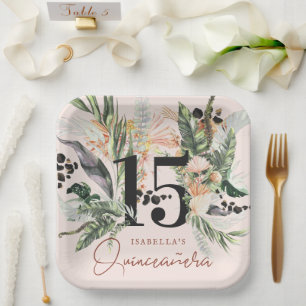 Assiettes En Carton Quinceañera   Verdure & Jungle en Terre Cuite 