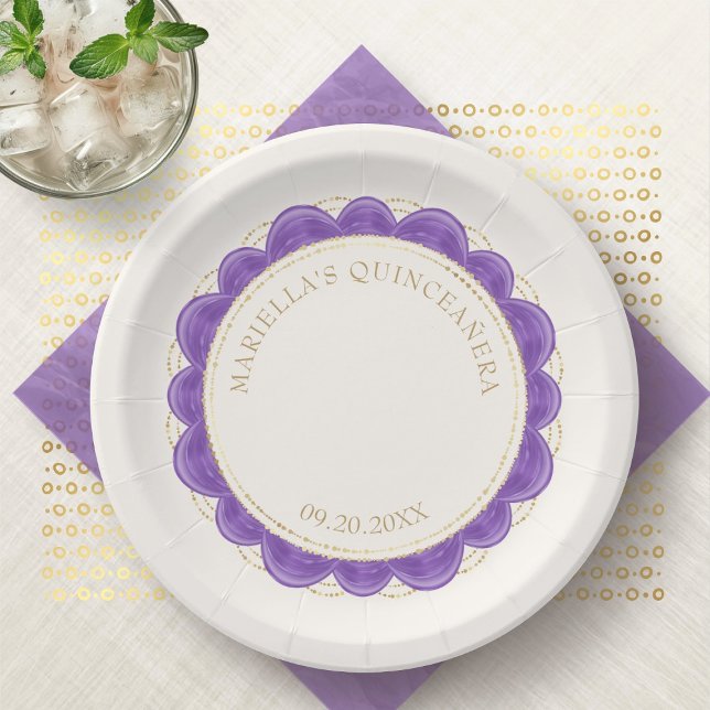 Assiettes En Carton Quinceanera violette (Créateur téléchargé)