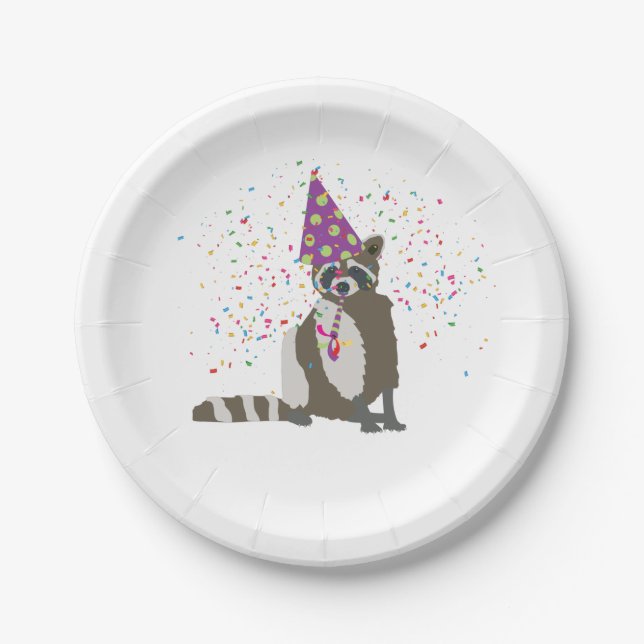 Assiettes En Carton Raccoon - Animaux ayant une fête (Devant)