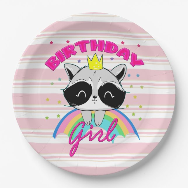 Assiettes En Carton Raccoon Anniversaire Fille Animal Party Raccoon Am (Devant)