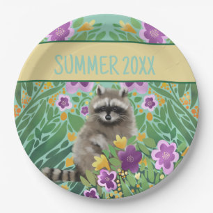 Assiettes En Carton Raccoon Floral été