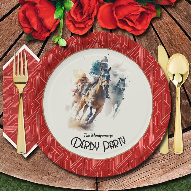 Assiettes En Carton Race Horaires Derby Party Rouge (Paper plates and matching napkins sold separately. (Silverware not sold.))