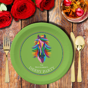 Assiettes En Carton Racehorse Coloré Derby Party Vert