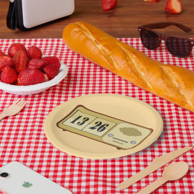 Assiettes En Carton Radio rétro-horloge (Créateur téléchargé)