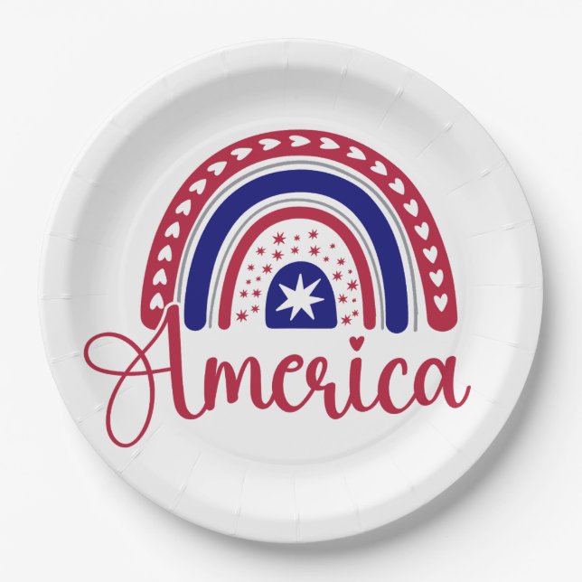Assiettes En Carton Rainbow America (Devant)
