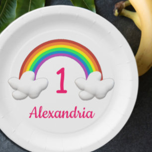 Assiettes En Carton Rainbow Girl N'importe quel âge Anniversaire