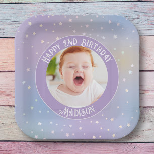 Assiettes En Carton Rainbow Little Stars Enfants Photo Anniversaire